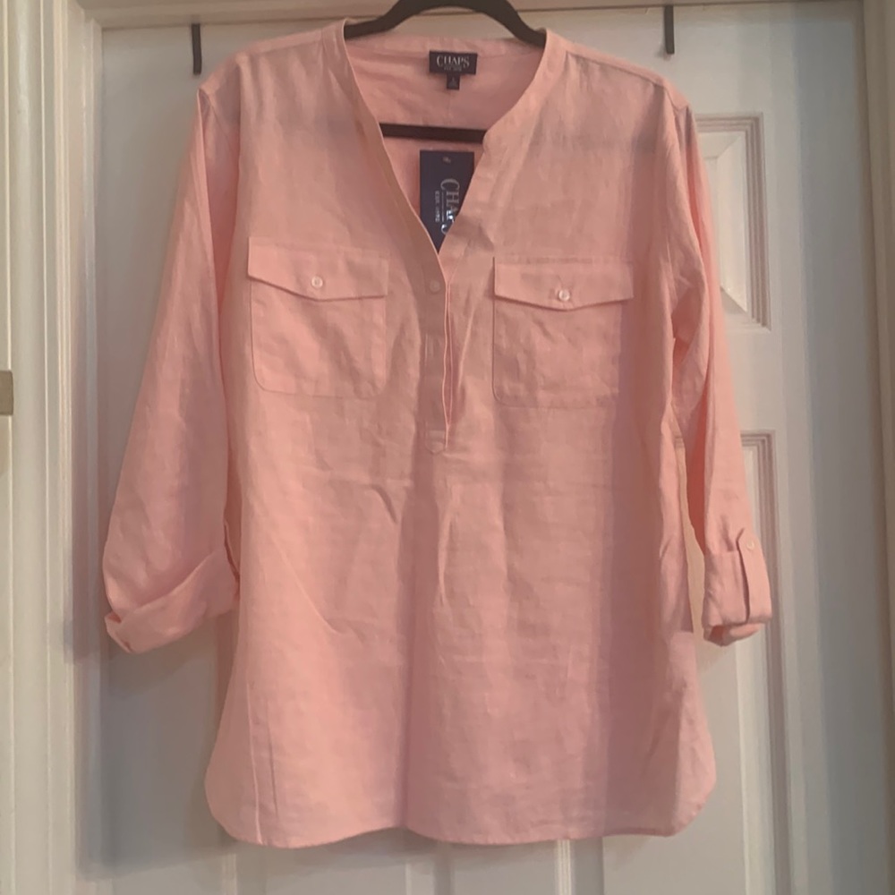 Pretty pink Chaps linen shirt